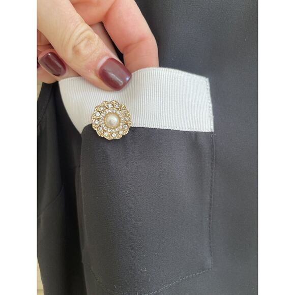 Edward Achour Paris Colorblock Sleeveless Blouse Black White Italy 36‎ US4 - Picture 2 of 11